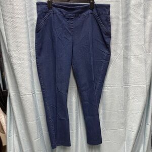 Kim Rogers size 20W Dark Blue pull on Denim cropped ankle Jeans stretch comfy